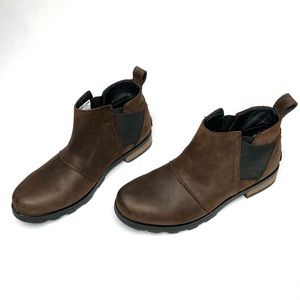 Sorel Ankle Boots - Women’s Emelie Chelsea Brown Leather Boots - 9